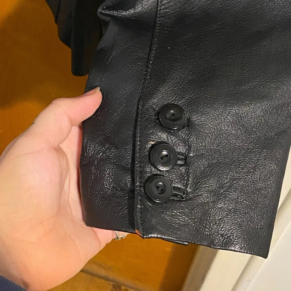 East 5th‎ Genuine Leather Blazer Jacket XL Extra Large Black Button Front - Picture 4 of 10